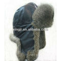 Real rabbit fur hat with leather top quality dyed fashion winter hat